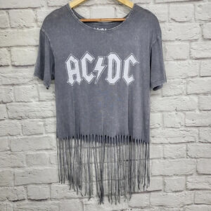 AC/DC Rocker Band Fringe Bottom Tee Shirt Sz M